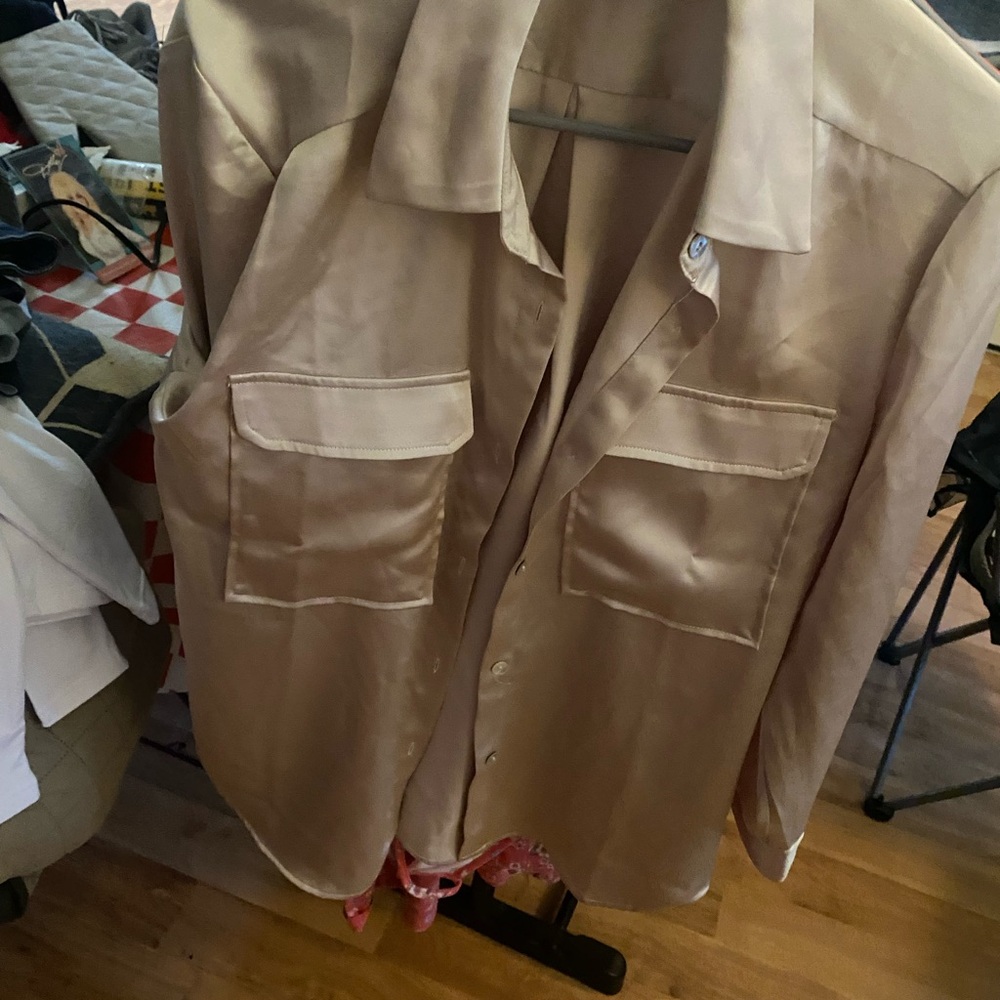 Women's Satin Button-Up Top